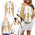 Hellas Athletic Family Matching Off Shoulder Short Dress and Hawaiian Shirt with Ancient Greek Shield Graphic and Numbered Back