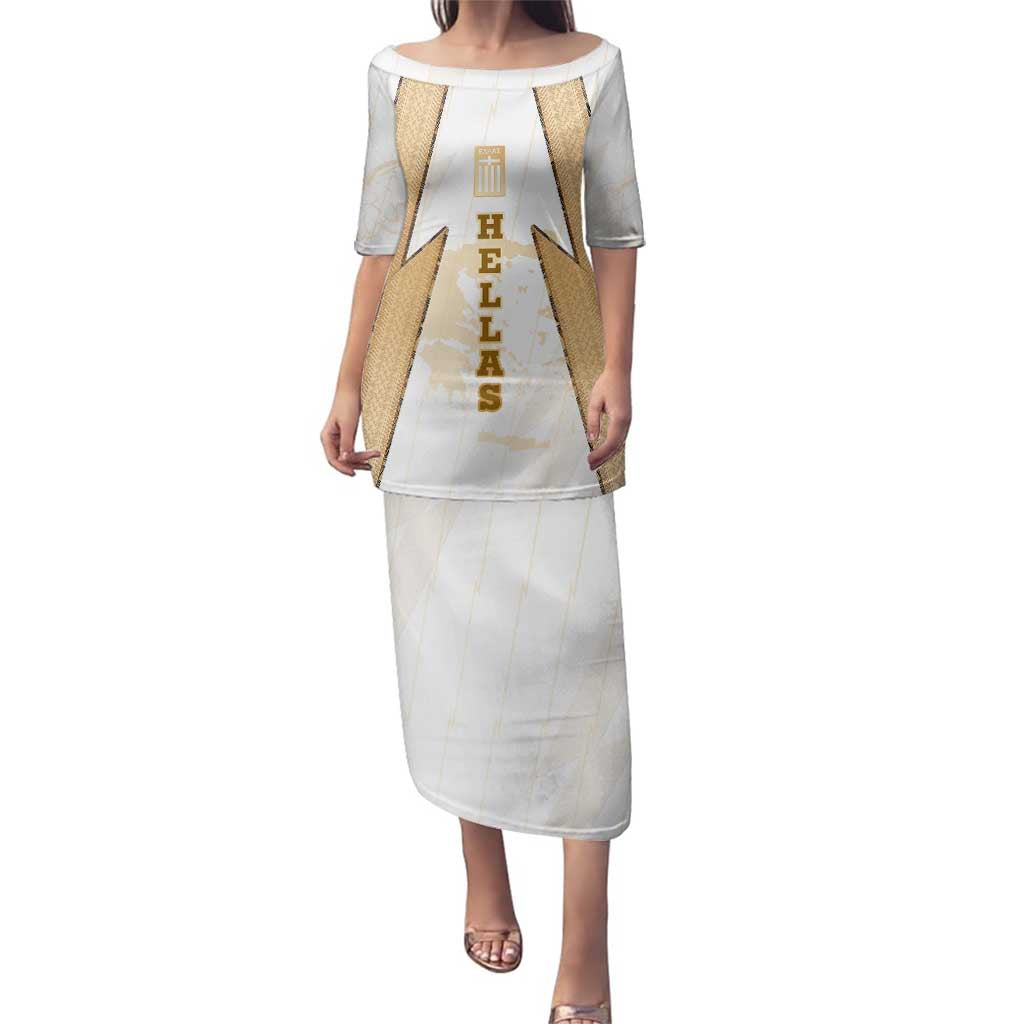 Hellas Athletic Family Matching Puletasi and Hawaiian Shirt with Ancient Greek Shield Graphic and Numbered Back