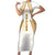Hellas Athletic Family Matching Short Sleeve Bodycon Dress and Hawaiian Shirt with Ancient Greek Shield Graphic and Numbered Back