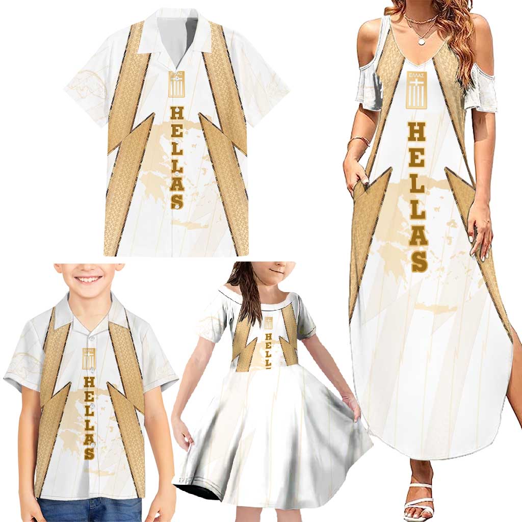 Hellas Athletic Family Matching Summer Maxi Dress and Hawaiian Shirt with Ancient Greek Shield Graphic and Numbered Back