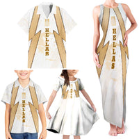 Hellas Athletic Family Matching Tank Maxi Dress and Hawaiian Shirt with Ancient Greek Shield Graphic and Numbered Back