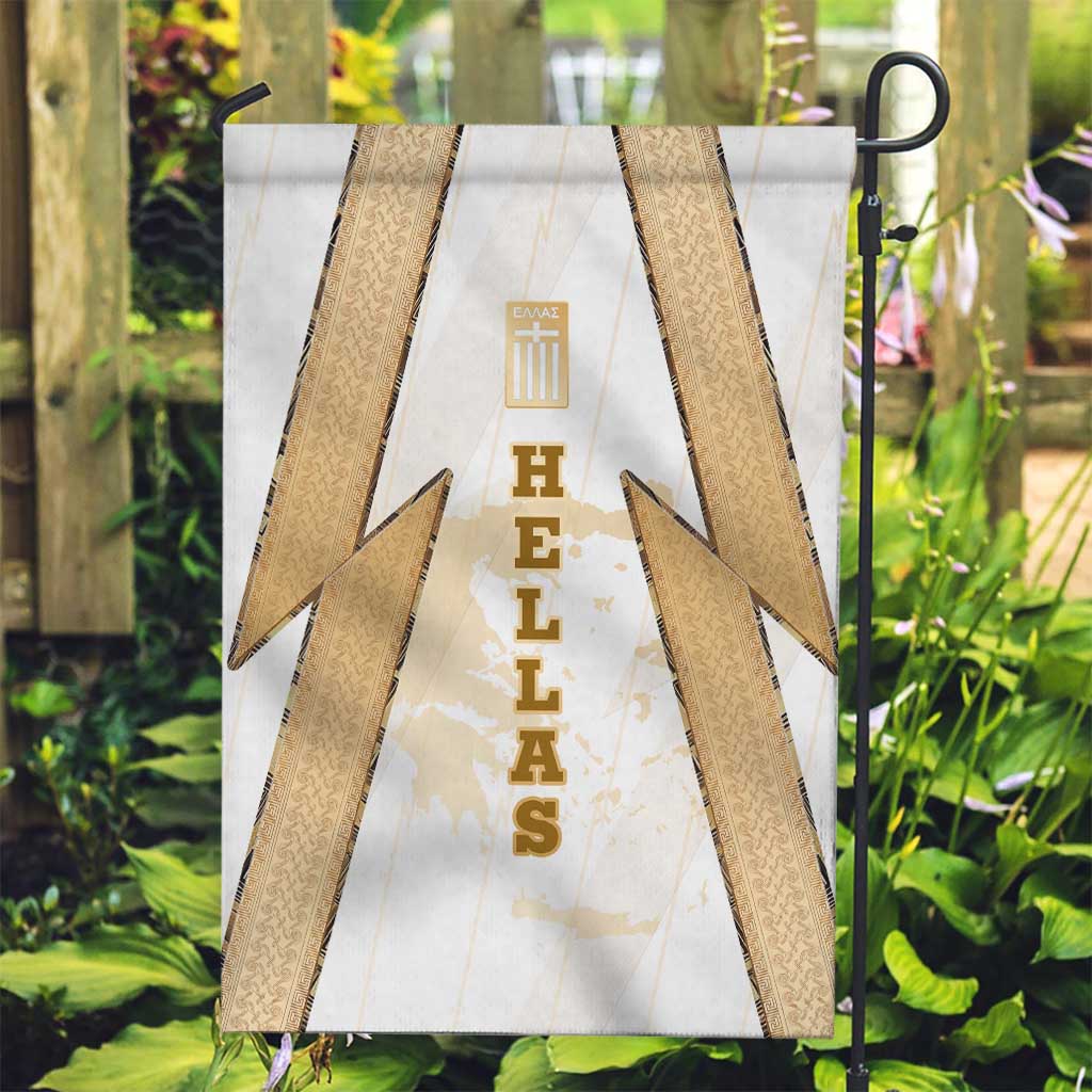 Hellas Athletic Garden Flag with Ancient Greek Shield Graphic and Numbered Back