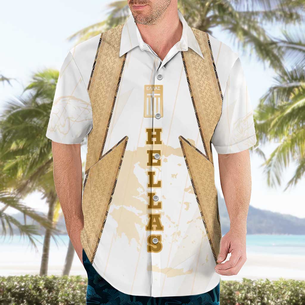 Hellas Athletic Hawaiian Shirt with Ancient Greek Shield Graphic and Numbered Back
