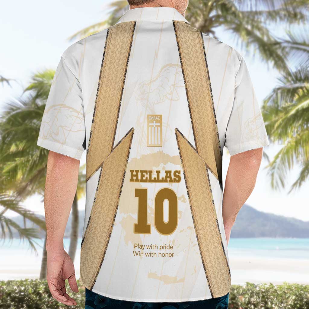 Hellas Athletic Hawaiian Shirt with Ancient Greek Shield Graphic and Numbered Back