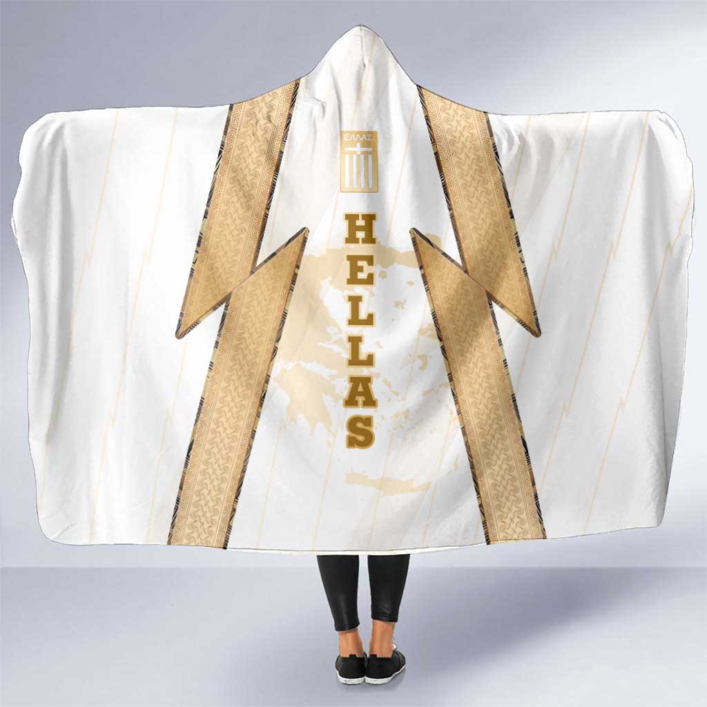 Hellas Athletic Hooded Blanket with Ancient Greek Shield Graphic and Numbered Back
