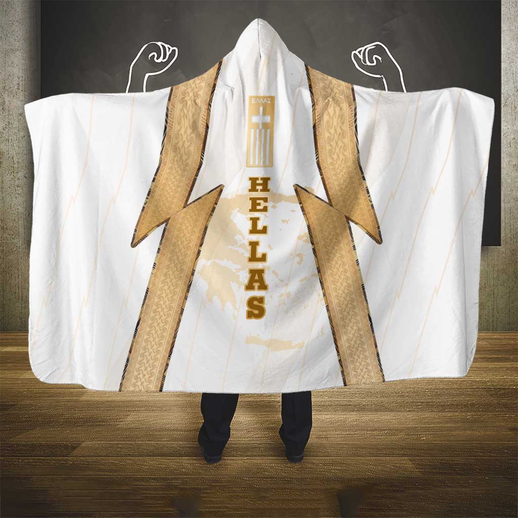 Hellas Athletic Hooded Blanket with Ancient Greek Shield Graphic and Numbered Back
