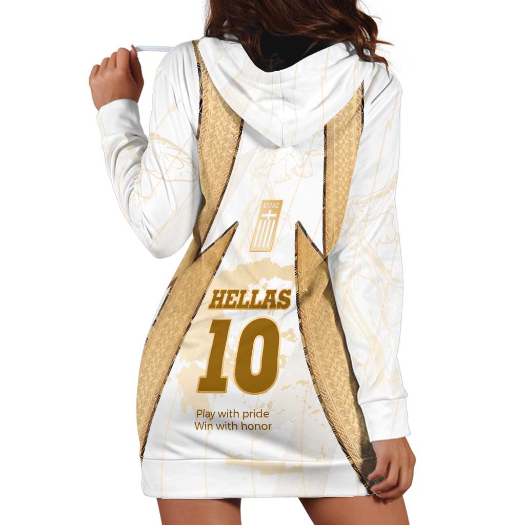 Hellas Athletic Hoodie Dress with Ancient Greek Shield Graphic and Numbered Back