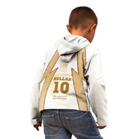 Hellas Athletic Kid Hoodie with Ancient Greek Shield Graphic and Numbered Back