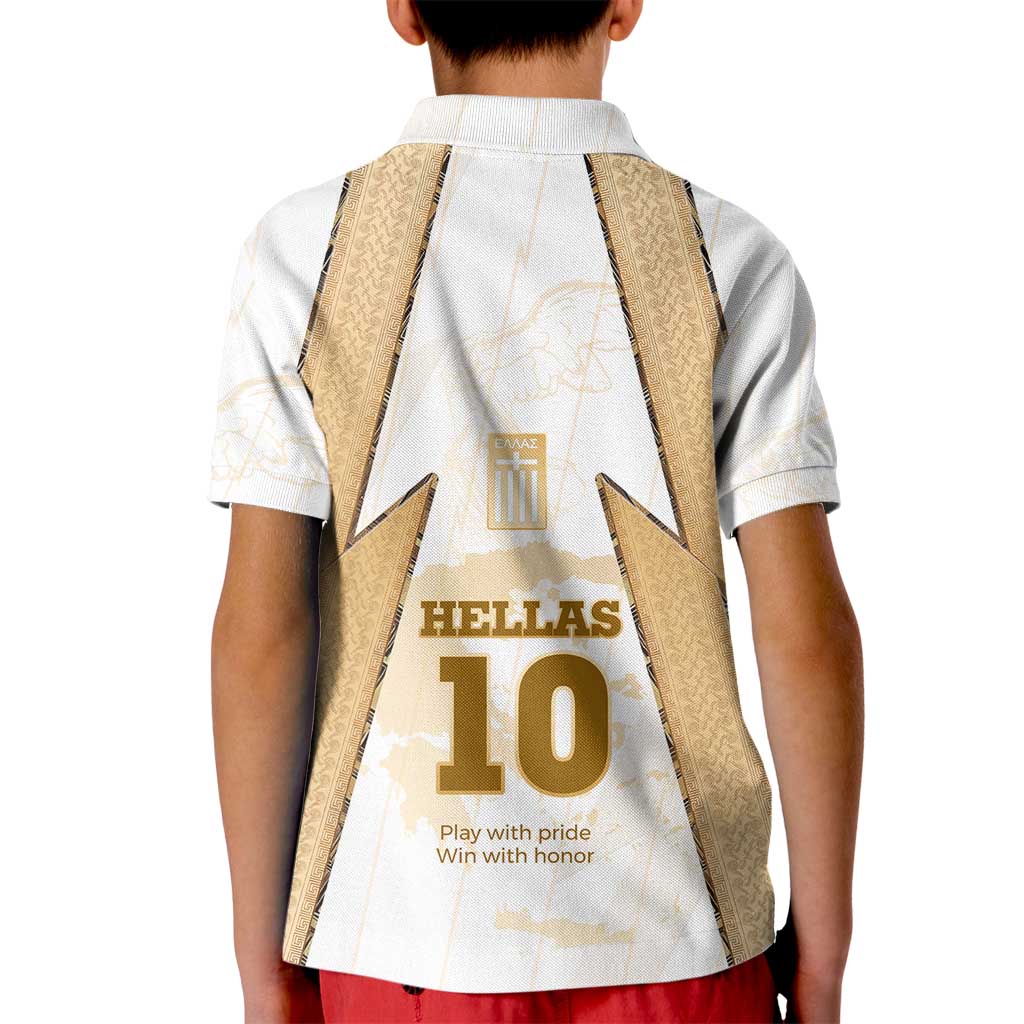 Hellas Athletic Kid Polo Shirt with Ancient Greek Shield Graphic and Numbered Back