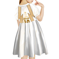 Hellas Athletic Kid Short Sleeve Dress with Ancient Greek Shield Graphic and Numbered Back