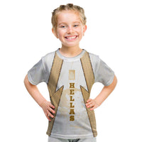 Hellas Athletic Kid T Shirt with Ancient Greek Shield Graphic and Numbered Back