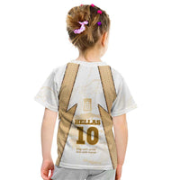 Hellas Athletic Kid T Shirt with Ancient Greek Shield Graphic and Numbered Back