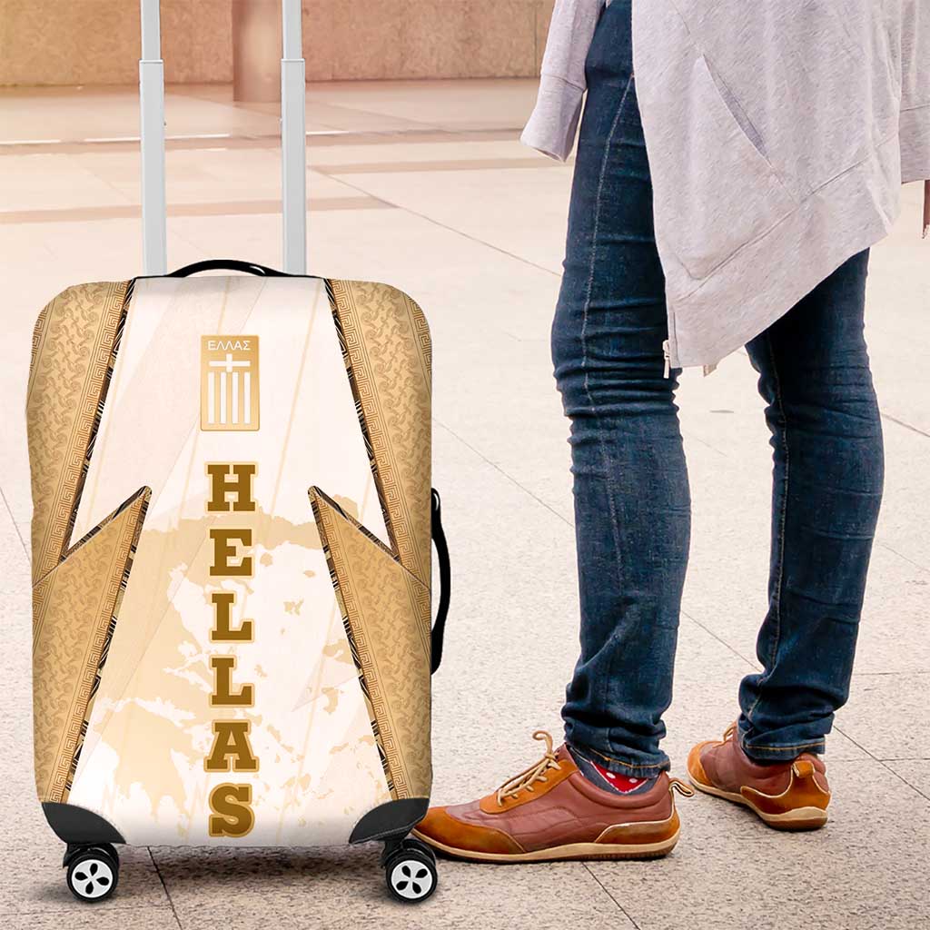 Hellas Athletic Luggage Cover with Ancient Greek Shield Graphic and Numbered Back