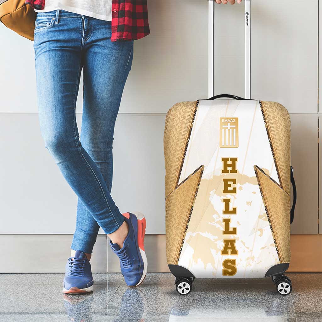 Hellas Athletic Luggage Cover with Ancient Greek Shield Graphic and Numbered Back