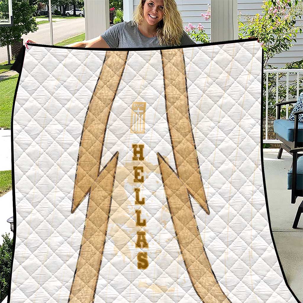 Hellas Athletic Quilt with Ancient Greek Shield Graphic and Numbered Back