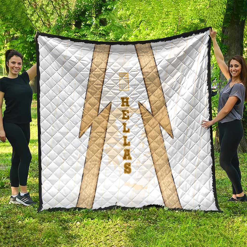 Hellas Athletic Quilt with Ancient Greek Shield Graphic and Numbered Back