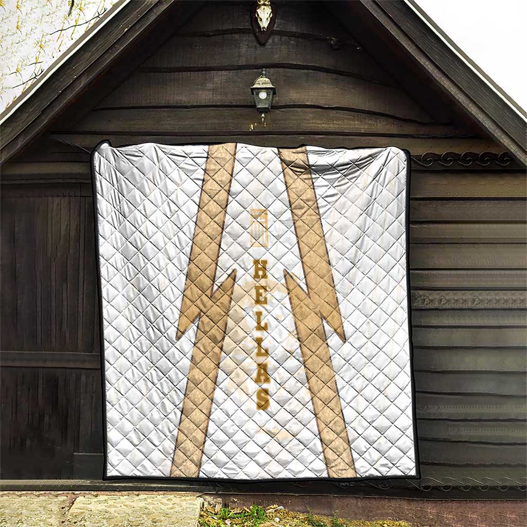 Hellas Athletic Quilt with Ancient Greek Shield Graphic and Numbered Back