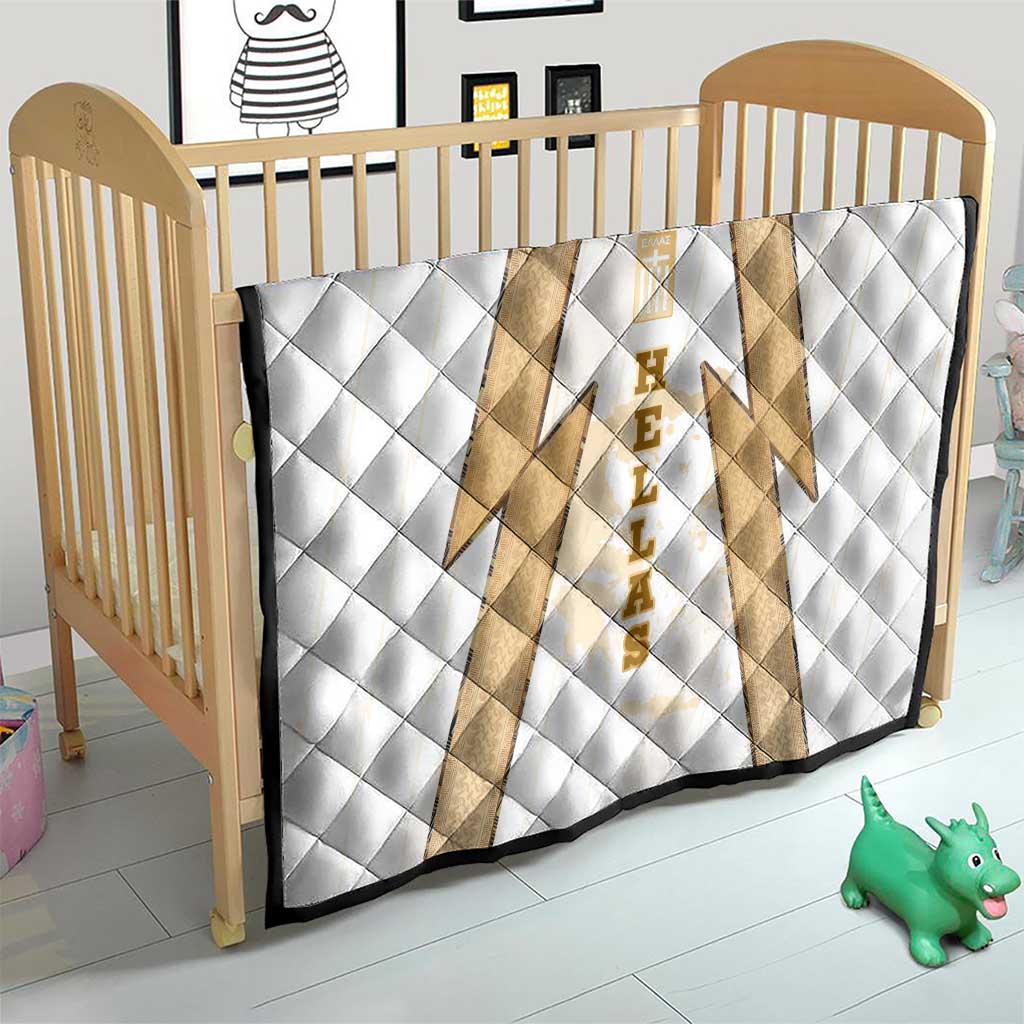 Hellas Athletic Quilt with Ancient Greek Shield Graphic and Numbered Back