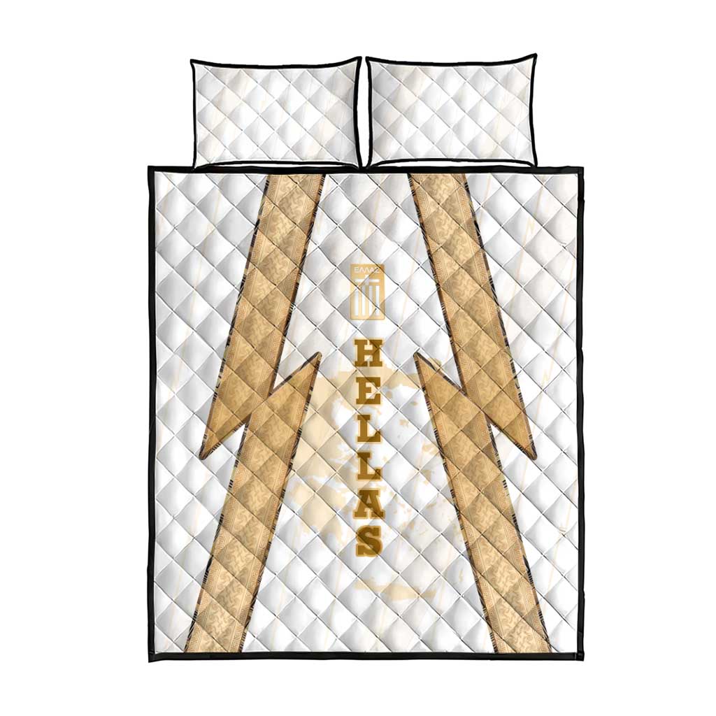 Hellas Athletic Quilt Bed Set with Ancient Greek Shield Graphic and Numbered Back