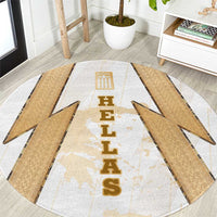 Hellas Athletic Round Carpet with Ancient Greek Shield Graphic and Numbered Back