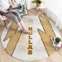 Hellas Athletic Round Carpet with Ancient Greek Shield Graphic and Numbered Back