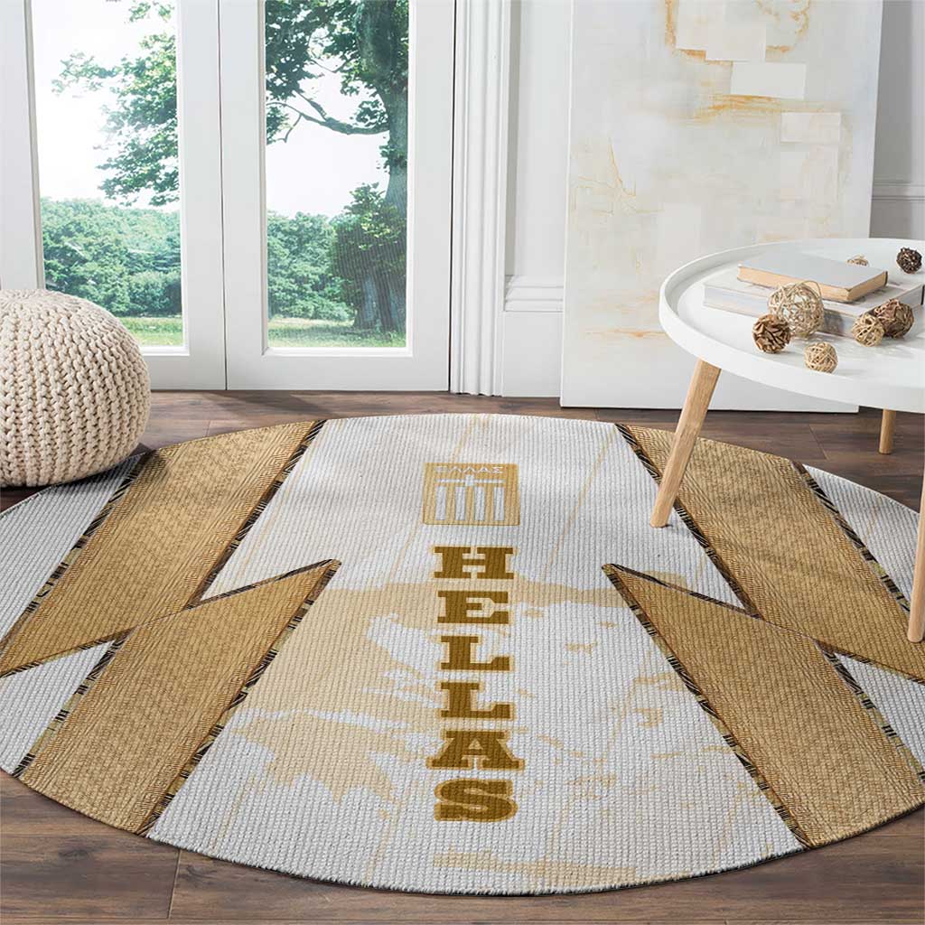 Hellas Athletic Round Carpet with Ancient Greek Shield Graphic and Numbered Back