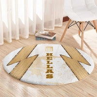 Hellas Athletic Round Carpet with Ancient Greek Shield Graphic and Numbered Back