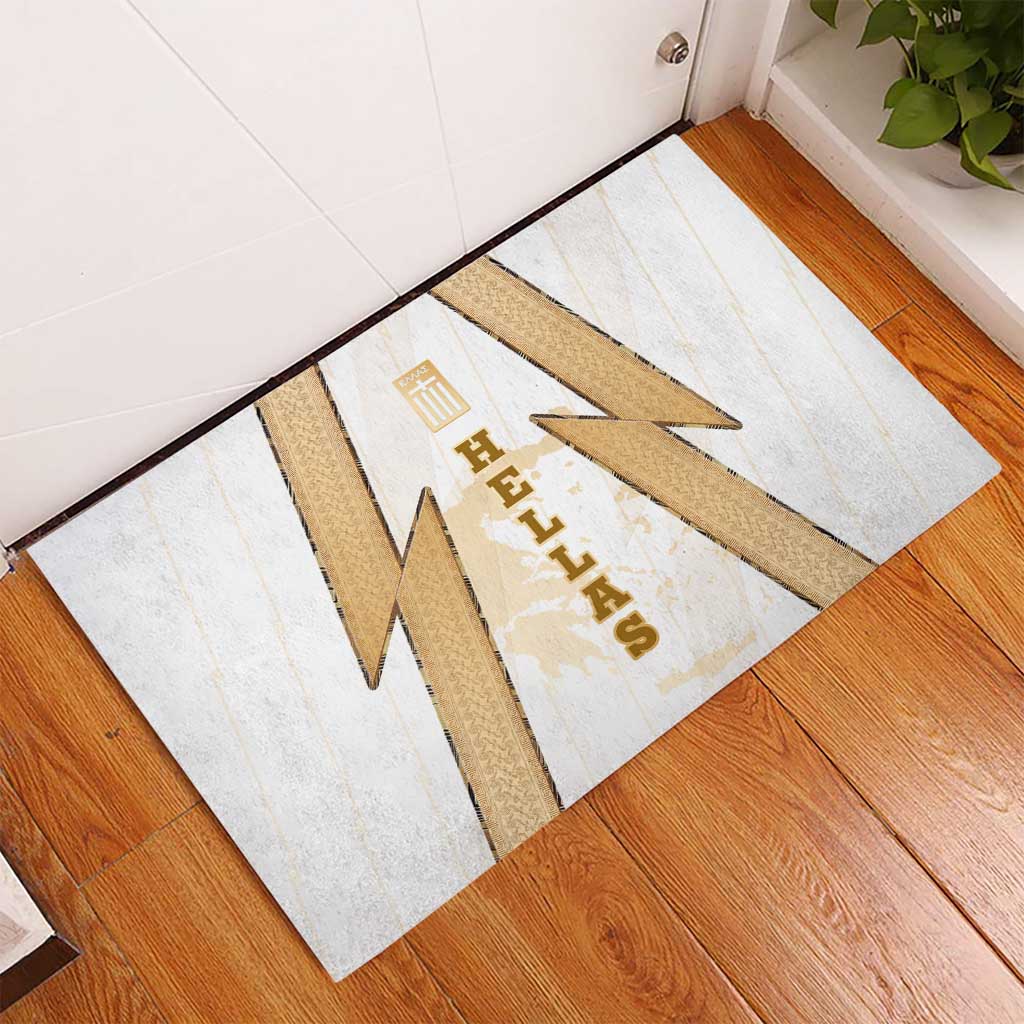 Hellas Athletic Rubber Doormat with Ancient Greek Shield Graphic and Numbered Back