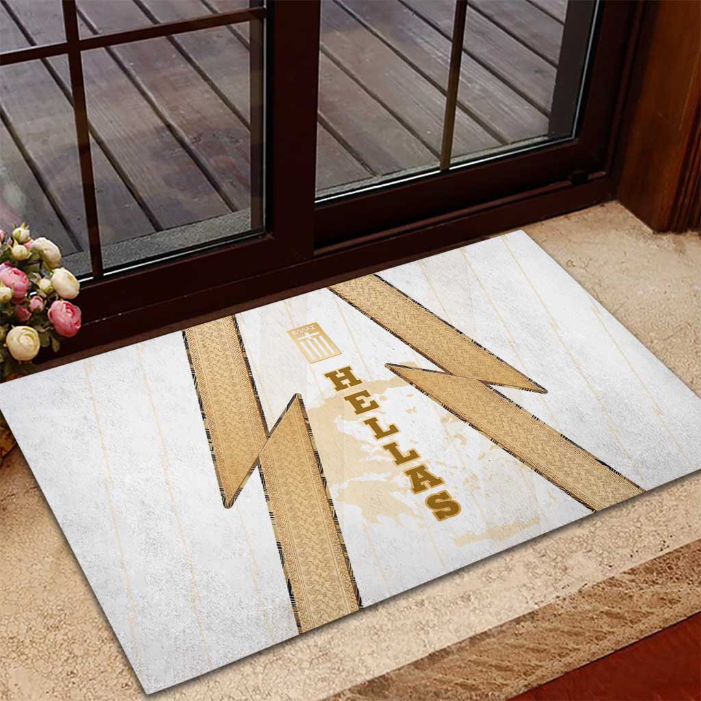 Hellas Athletic Rubber Doormat with Ancient Greek Shield Graphic and Numbered Back