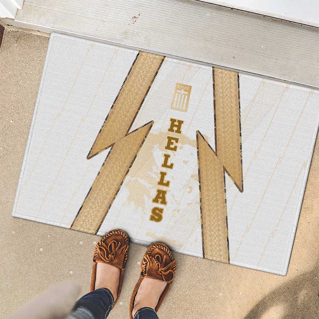Hellas Athletic Rubber Doormat with Ancient Greek Shield Graphic and Numbered Back