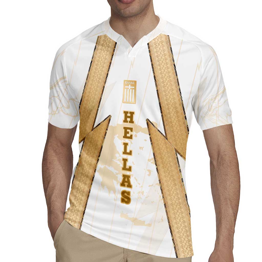 Hellas Athletic Rugby Jersey with Ancient Greek Shield Graphic and Numbered Back