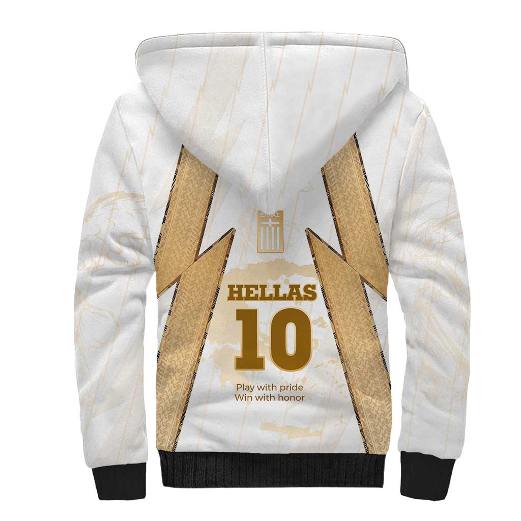 Hellas Athletic Sherpa Hoodie with Ancient Greek Shield Graphic and Numbered Back