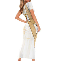 Hellas Athletic Short Sleeve Bodycon Dress with Ancient Greek Shield Graphic and Numbered Back