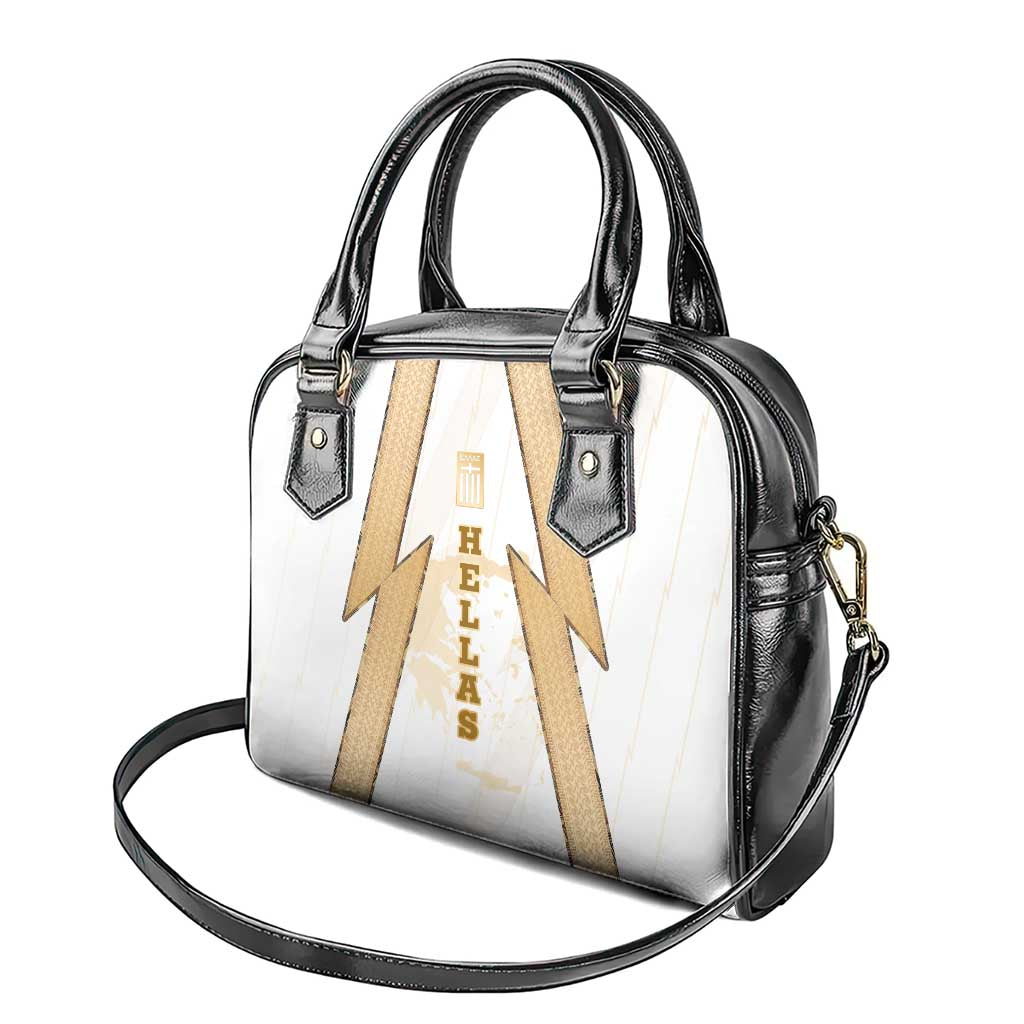 Hellas Athletic Shoulder Handbag with Ancient Greek Shield Graphic and Numbered Back