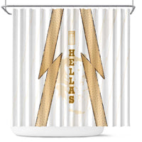 Hellas Athletic Shower Curtain with Ancient Greek Shield Graphic and Numbered Back