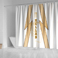 Hellas Athletic Shower Curtain with Ancient Greek Shield Graphic and Numbered Back