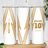 Hellas Athletic Skinny Tumbler with Ancient Greek Shield Graphic and Numbered Back