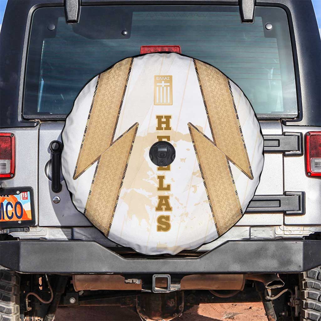 Hellas Athletic Spare Tire Cover with Ancient Greek Shield Graphic and Numbered Back