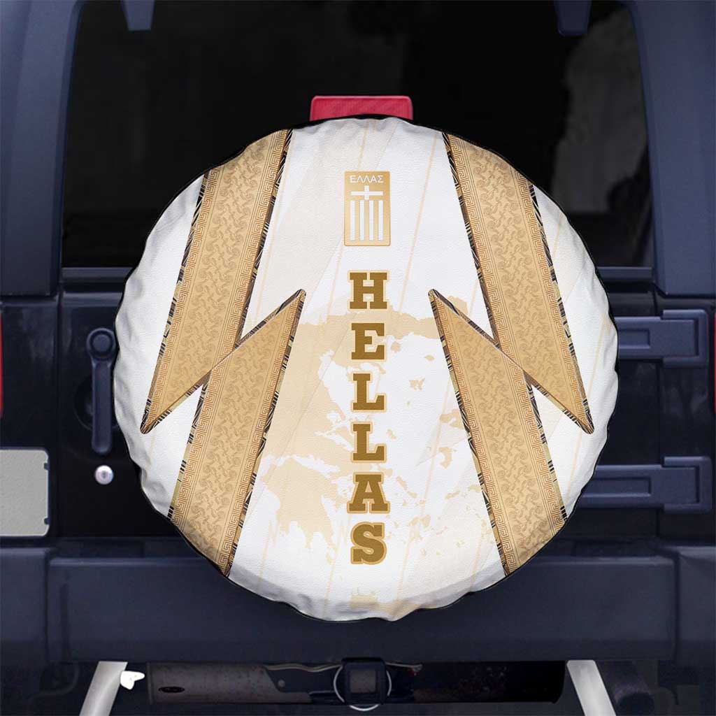 Hellas Athletic Spare Tire Cover with Ancient Greek Shield Graphic and Numbered Back