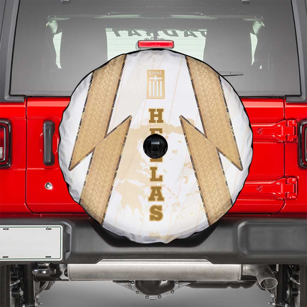 Hellas Athletic Spare Tire Cover with Ancient Greek Shield Graphic and Numbered Back