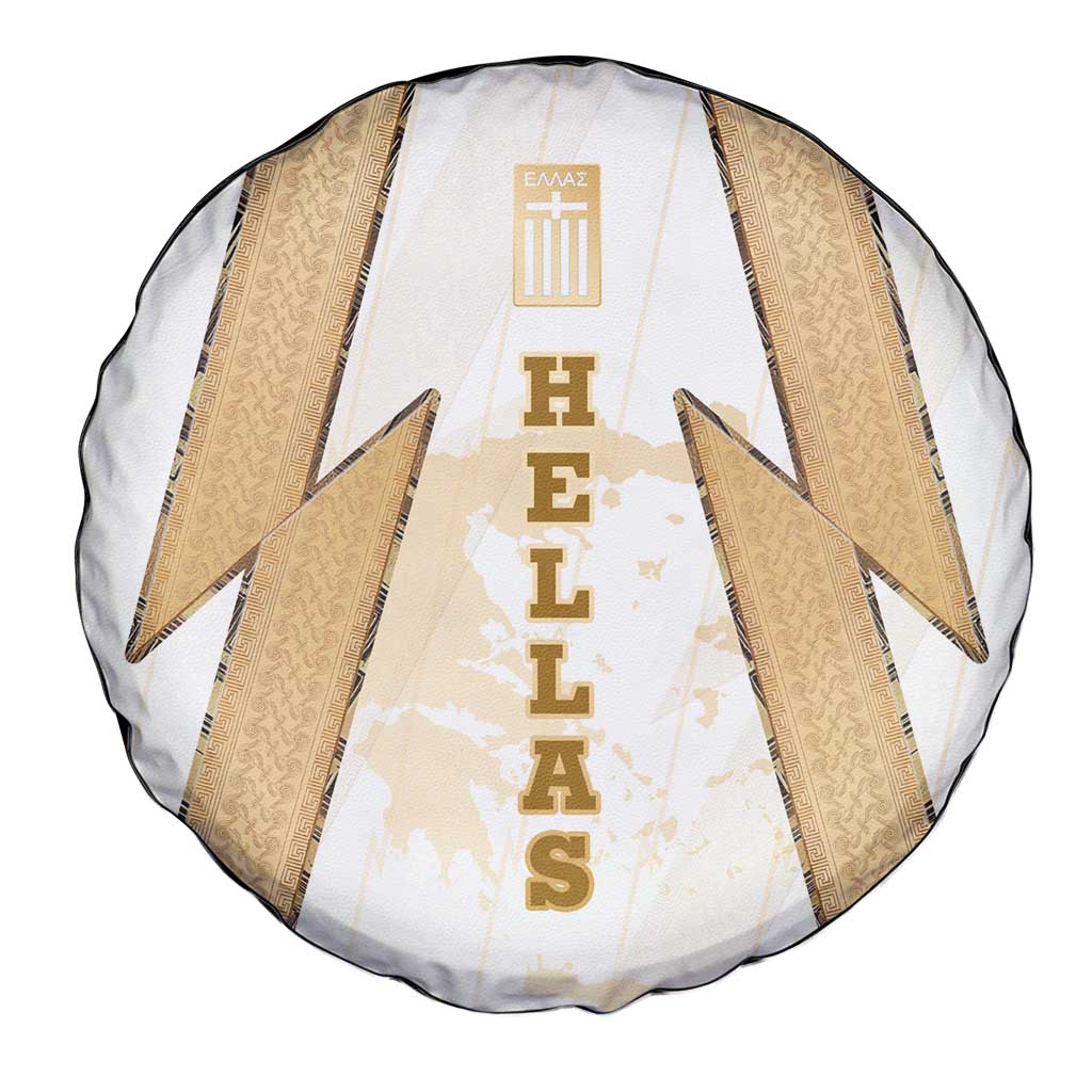 Hellas Athletic Spare Tire Cover with Ancient Greek Shield Graphic and Numbered Back