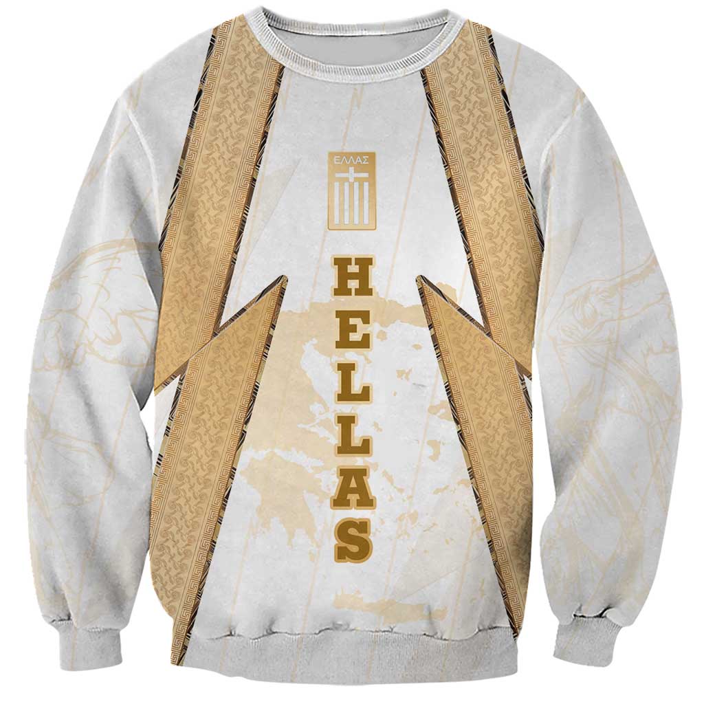 Hellas Athletic Sweatshirt with Ancient Greek Shield Graphic and Numbered Back