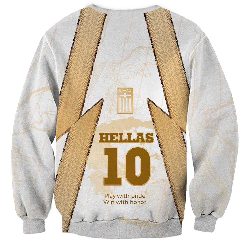 Hellas Athletic Sweatshirt with Ancient Greek Shield Graphic and Numbered Back