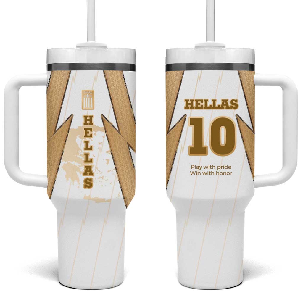 Hellas Athletic Tumbler With Handle with Ancient Greek Shield Graphic and Numbered Back
