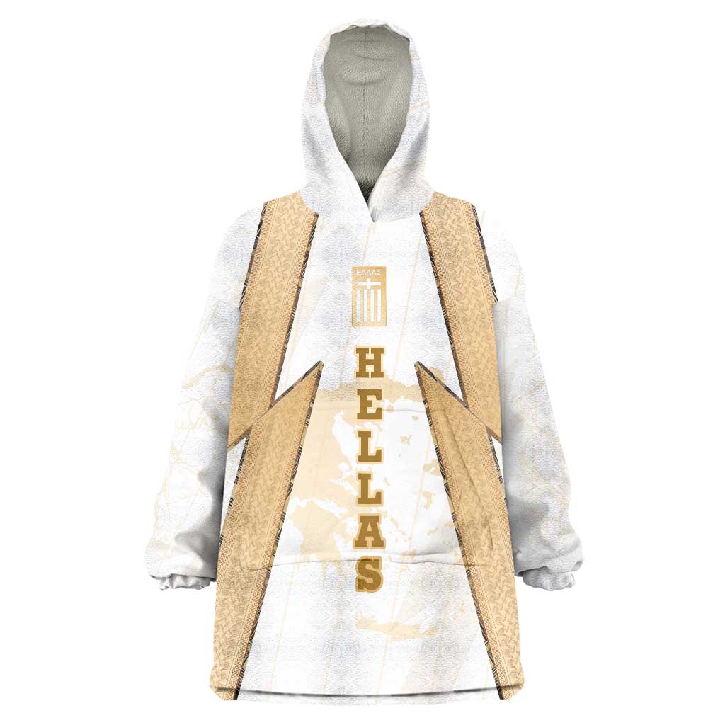Hellas Athletic Wearable Blanket Hoodie with Ancient Greek Shield Graphic and Numbered Back