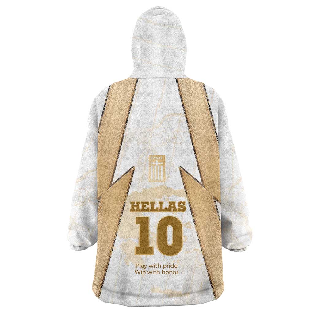 Hellas Athletic Wearable Blanket Hoodie with Ancient Greek Shield Graphic and Numbered Back