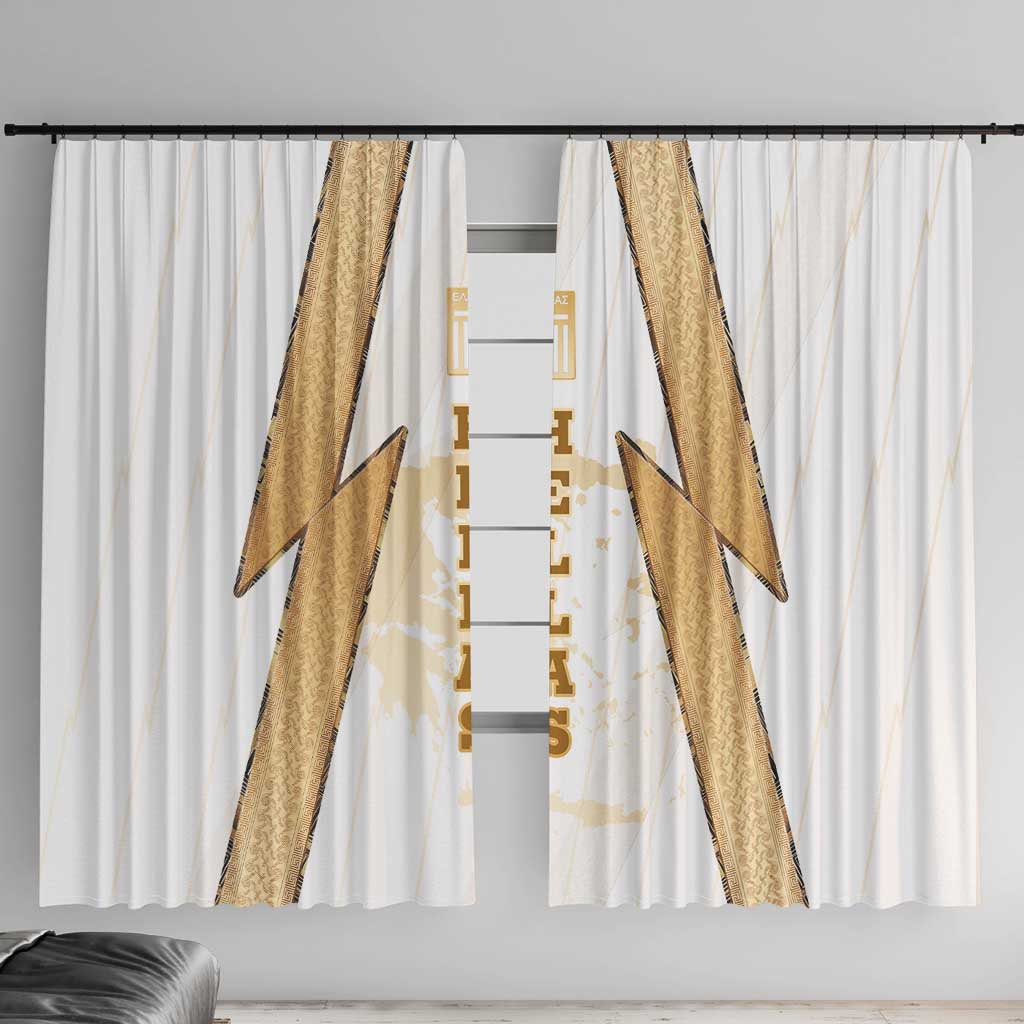 Hellas Athletic Window Curtain with Ancient Greek Shield Graphic and Numbered Back