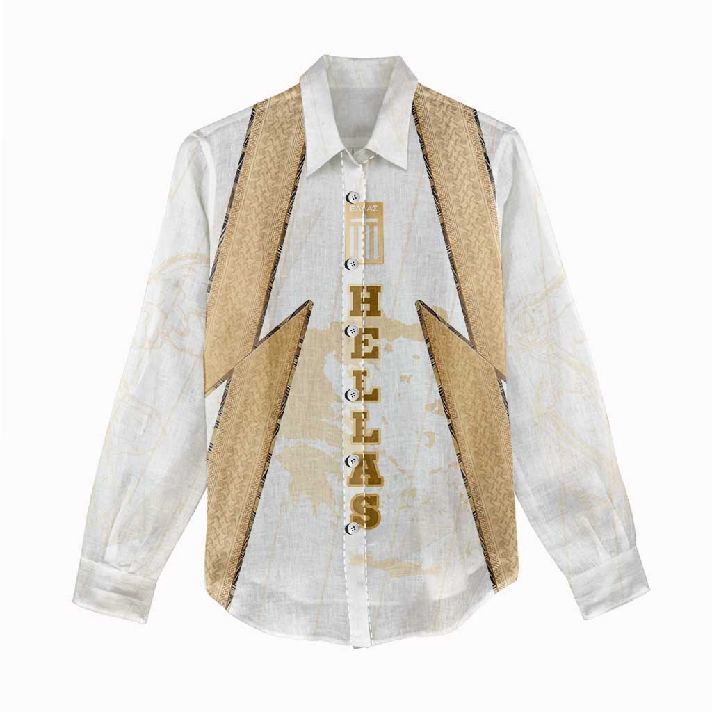 Hellas Athletic Women Casual Shirt with Ancient Greek Shield Graphic and Numbered Back