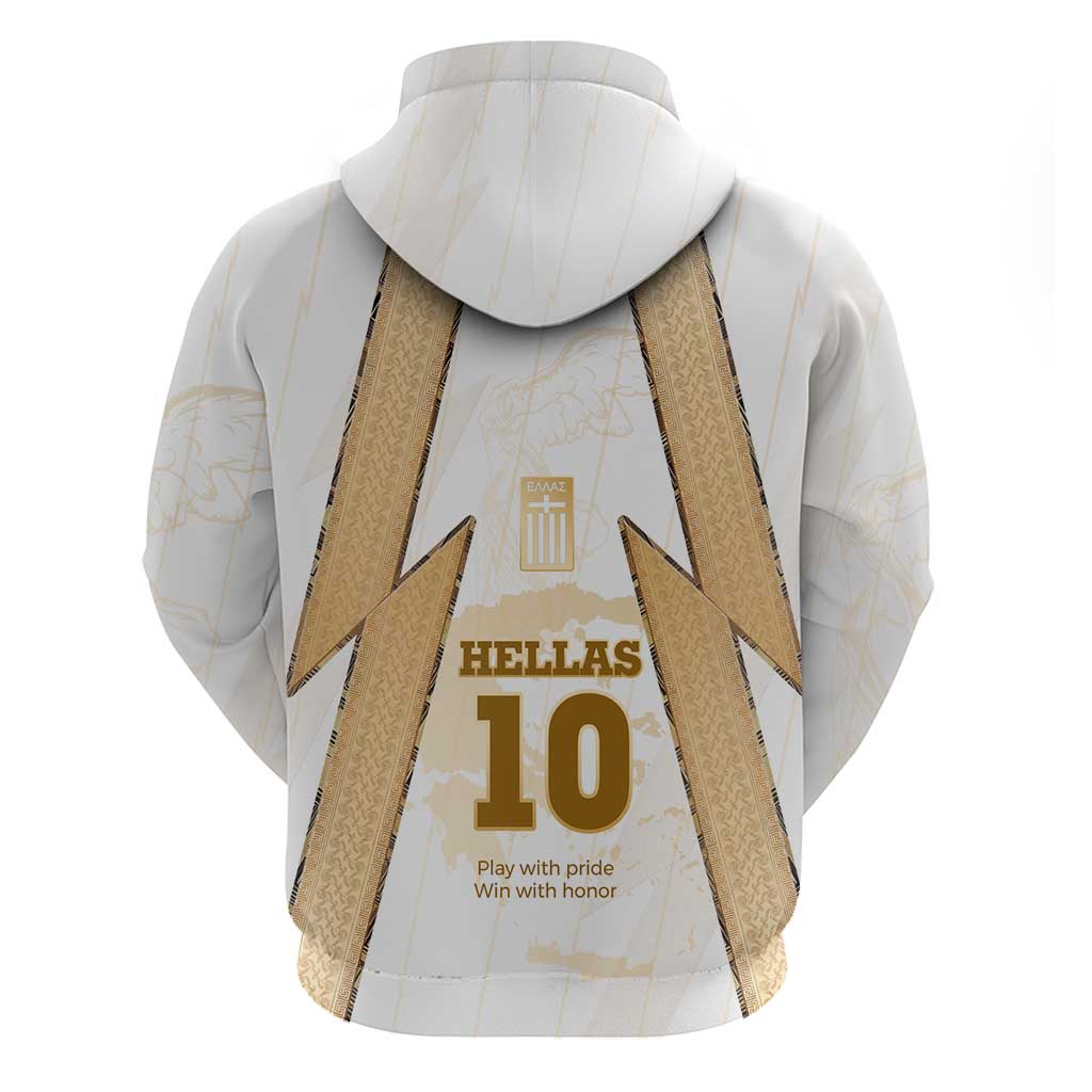 Hellas Athletic Zip Hoodie with Ancient Greek Shield Graphic and Numbered Back