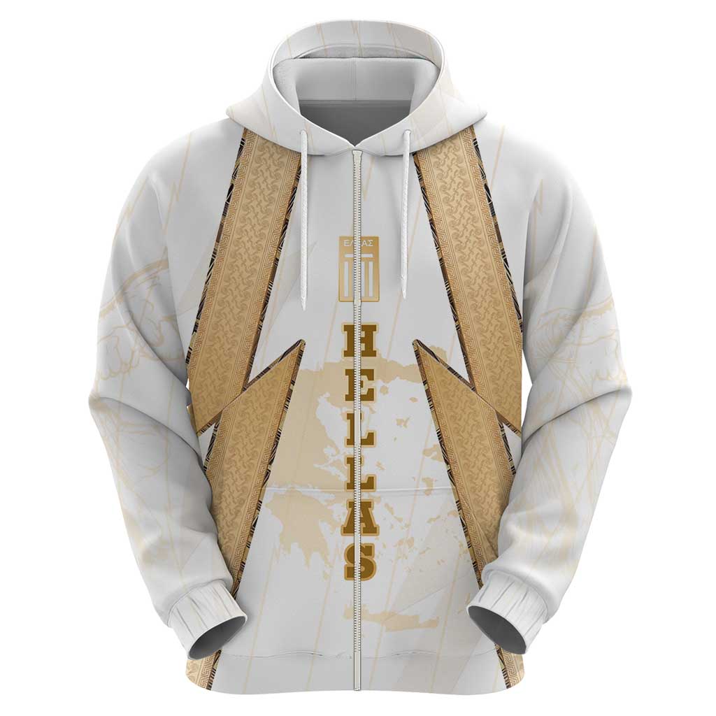 Hellas Athletic Zip Hoodie with Ancient Greek Shield Graphic and Numbered Back